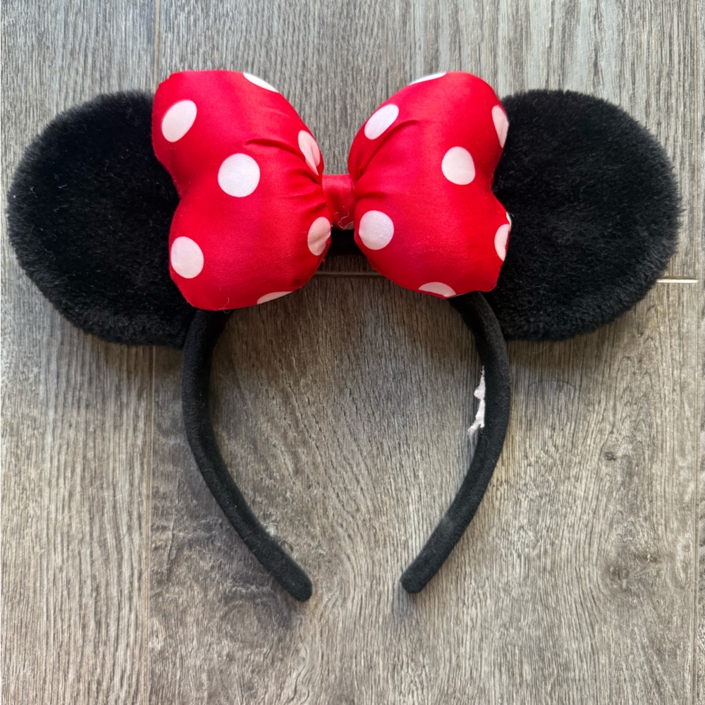 Disney Black Ears with Red Polka Dot Bow Headband
